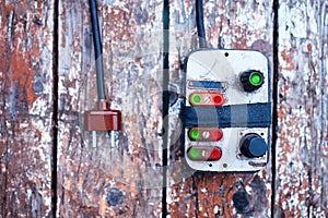 Cyberpunk power control switch bokeh background