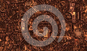 Cyberpunk or steampunk circuit board background