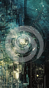 cyberpunk-style satellite array tracking real-time geomagnetic storm data