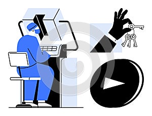 Technology Security and Access Control with Digital Interfaces and Key Management Concept