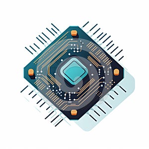 Cybersecurity Chip: Flat Graphic Design-inspired Illustration photo