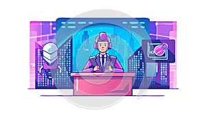 Cybersecurity Command Center, Data Protection and Network Security, vector design Generative AI