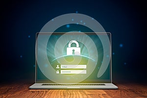 Cybersecurity and computer security app concept photo