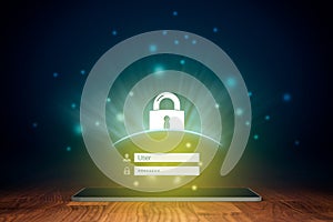 Cybersecurity and computer security concept