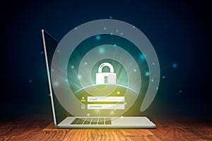 Cybersecurity and computer security concept