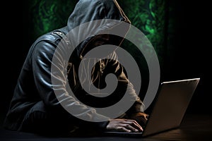 Cybersecurity concept with abstract binary code background illustrating computer crime and hacking