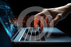 Cybersecurity Concept: An abstract representation of cybersecurity with coding, binary digits, and a hacker theme. neural networks