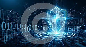 Cybersecurity concept digital shield data protection and network security generative ai