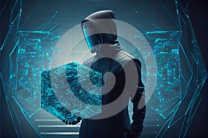 Cybersecurity concept.hacker hacking artificial neural network.