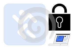 Cybersecurity Concept with Lock, Encrypted Data, and Secure Access Symbols