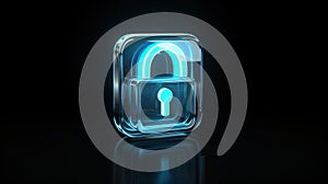 Cybersecurity concept showing a secure digital network and encrypted data.