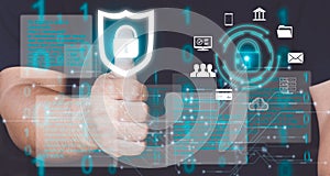cybersecurity concept, user privacy security and encryption, Internet network data protection, anti hacker, cybercrime