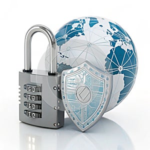 Cybersecurity 3D illustration isolated on white