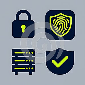 Cybersecurity and Data Protection Icons Digital Security Concepts