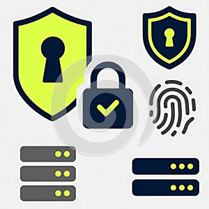 Cybersecurity Data Protection Network Server Security Icons