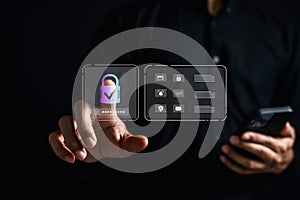 Cybersecurity data protection secure login, password encryption, identity verification, access