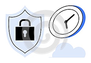 Secure Data Management Concept with Shield Lock and Time Visualization Elements