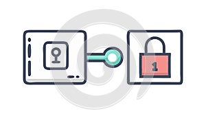 Cybersecurity Data Protection: Unlock and Lock Icon Set, vector design Generative AI