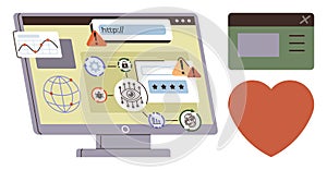 Cybersecurity and Data Protection Warning Elements on a Computer Screen