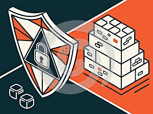 Cybersecurity and digital protection concept with shield and binary code