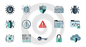 Cybersecurity and Digital Security Icons Set