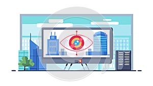 Cybersecurity Eye Scan for Data Protection, vector design Generative AI