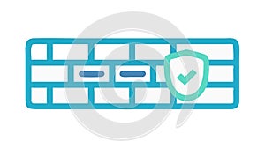 Cybersecurity Firewall Network Defense Icon, vector design Generative AI