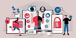 Cybersecurity Flat Concept