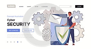 Cybersecurity Identity, Security Digital Authentication, Fingerprint Scan for Authorization photo