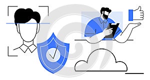 Digital Security and Cloud Technology Concept with Identity Verification and User Feedback