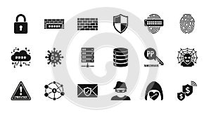 Cybersecurity and Internet Security Vector Icons Set