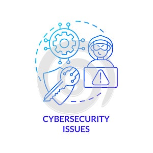 Cybersecurity issues blue gradient concept icon