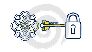 Cybersecurity Key Padlock Icon, Data Protection, vector design Generative AI