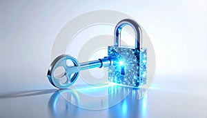 Cybersecurity - Key Unlocking a Digital Padlock