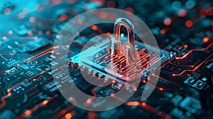 Cybersecurity Lock on Circuit Board