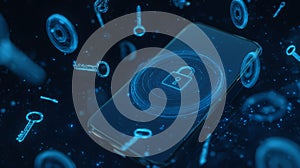 Cybersecurity Lock Icon on Digital Smartphone Interface