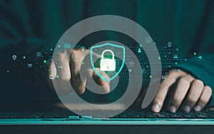 Cybersecurity lock key access and encryption secure access to user's personal information.