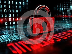 Cybersecurity Lock Protecting Digital Data