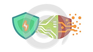 Cybersecurity Network Shield, vector design Generative AI