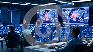 Cybersecurity Operations Center with Monitors photo