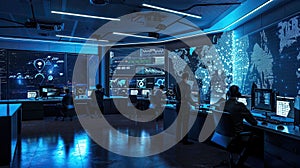 Cybersecurity Operations Center at Night