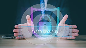 Cybersecurity and privacy concepts to protect data. Lock icon and internet network security technology