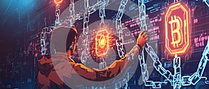 Cybersecurity professional configures encryption algorithms for secure, private online communications photo