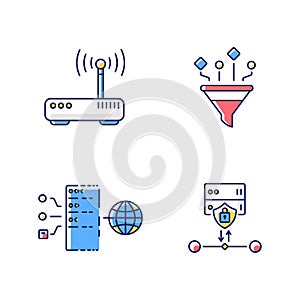 Cybersecurity RGB color icons set