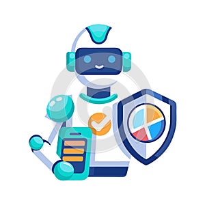 Cybersecurity Robot Analyzing Data and Providing Protection with Mobile App