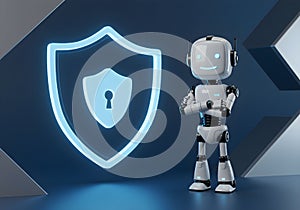 Cybersecurity Robot Guarding Digital Shield