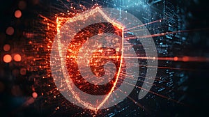 Cybersecurity Shield Concept with Data Visualization