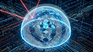 Cybersecurity Shield Protecting Cloud Data Servers from Digital Attacks