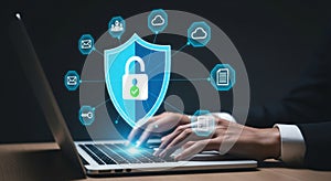 Cybersecurity Shield Protecting Digital Data