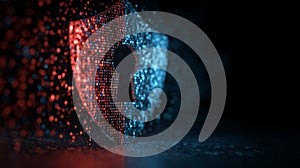 Cybersecurity shield protecting digital data with keyhole